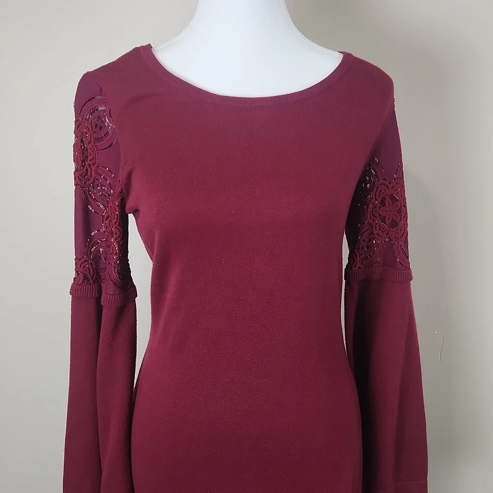 Octavia morlot flare and applique sleeves women knit sweater size Medium - Picture 3 of 12